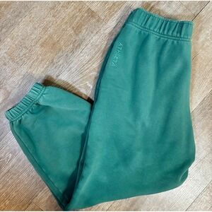 Athleta Forever Fleece Sweatpants Joggers High Waisted Green Soft Size Medium